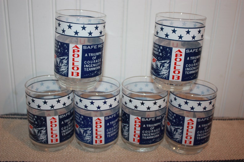 Apollo 13 Safe Return to the Moon Drinkware, April 1970, Set of Six ...