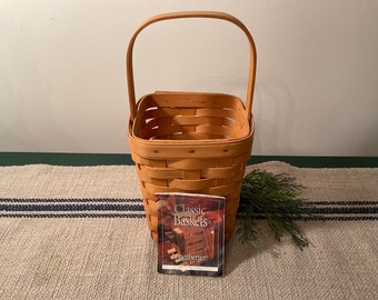 1998 Longaberger Small Peg Basket with Original Pamphlet, Nice Vintage Longaberger  Signed Basket