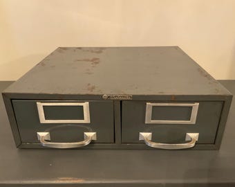 Vintage Steelmaster Two Drawer Metal File Cabinet, Industrial Metal File Drawer Cabinet, Gray Metal File Cabinet by Steelmaster