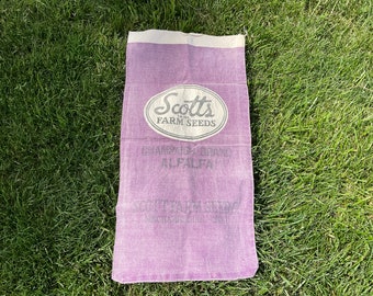 Vintage Scotts Farm Seeds Canvas Cotton Bag, Scotts Farm Seed Company, Mechanicsburg, Ohio, Vintage Cloth Seed Bag