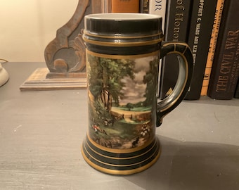 Vintage Gerold porslinsölsbrygga eller sejdel med litofanmotiv