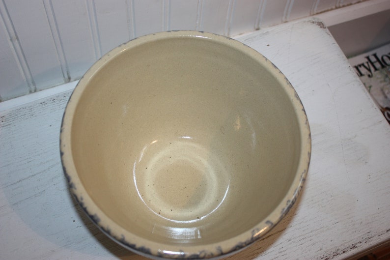 Vintage Blue Spongeware Bowl With Wheat Stalk Two Quart Etsy