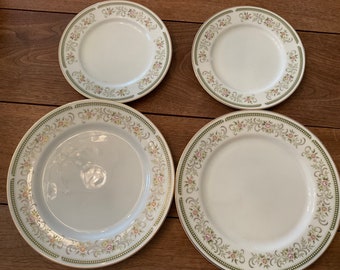 Vintage China Replacement Pieces, Rosemere Premiere China, Japan, Two Dinner Plates, Two Salad Plates, Green Flora