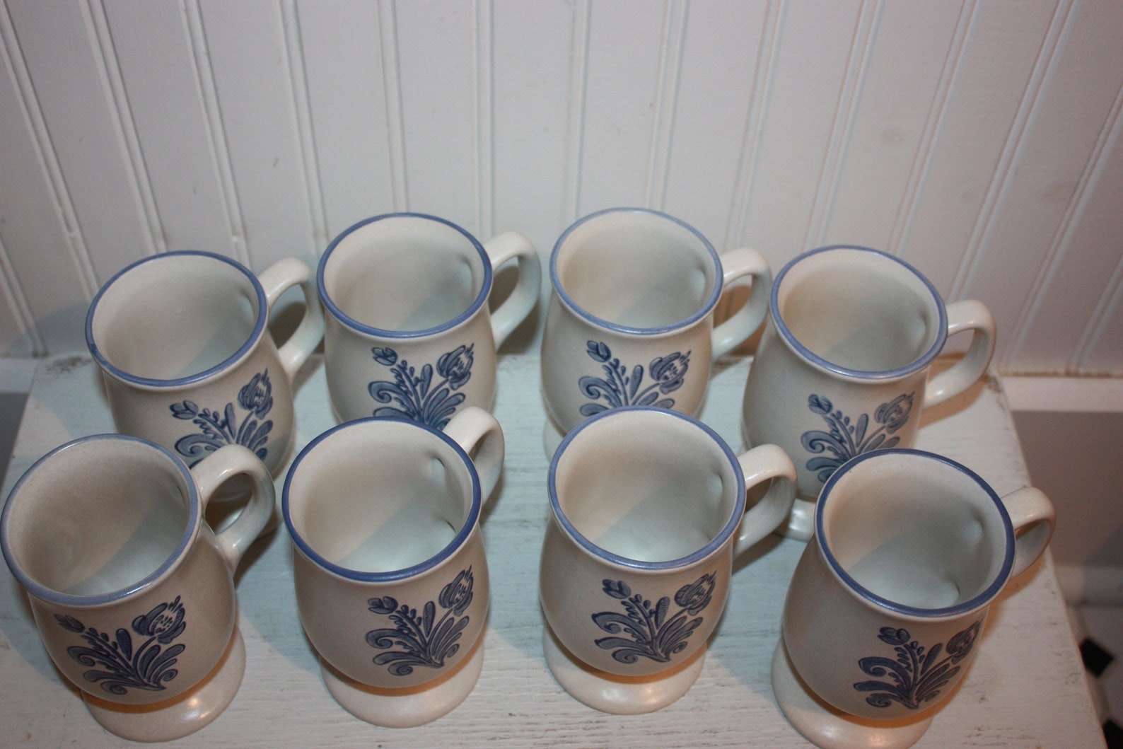 6 Six Vintage Pfaltzgraff Yorktowne Stemmed Coffee Mugs Etsy