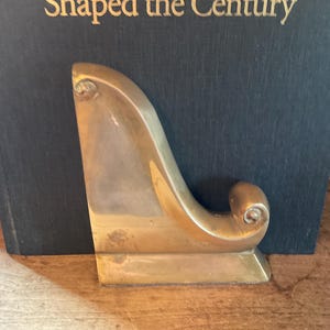 Vintage Brass Scroll Bookend: Art Deco Mid Century Style