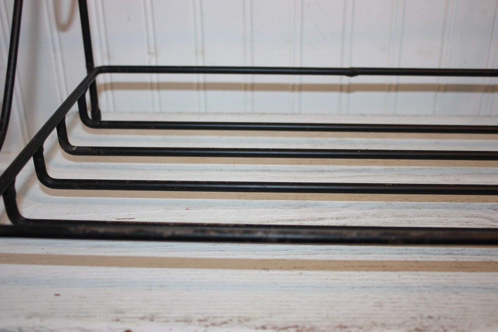 Vintage Black Metal Wall Rack With Two Shelves Black Metal Etsy