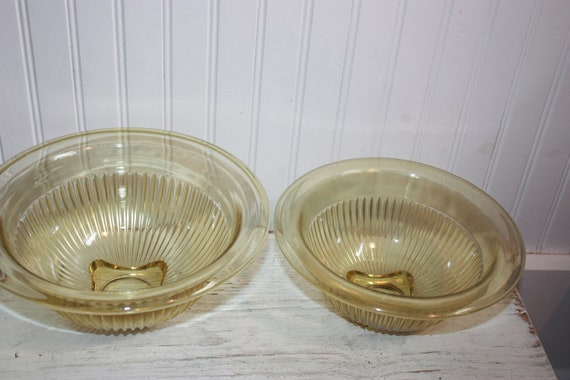 Vintage Amber Depression Glass Mixing Bowl Pair by Federal Glass Company