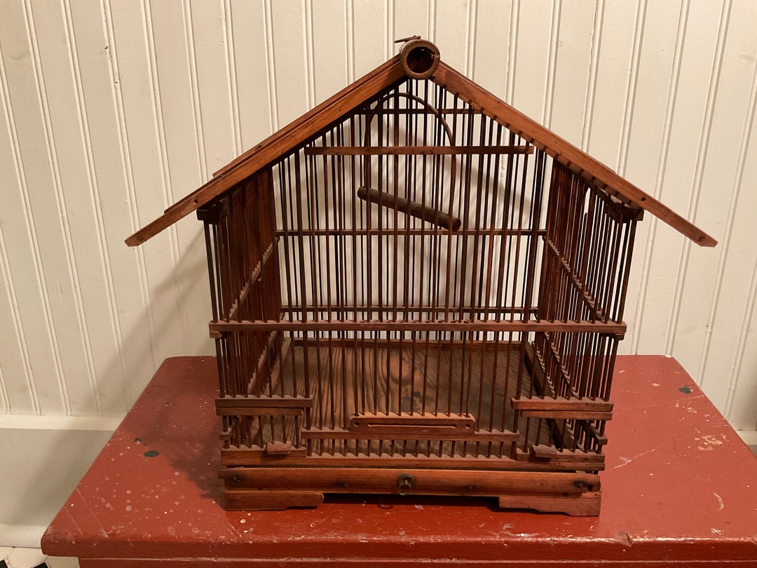 Vintage Bamboo Decorative Bird Cage, Bamboo Asian Style Bird Cage, Bird