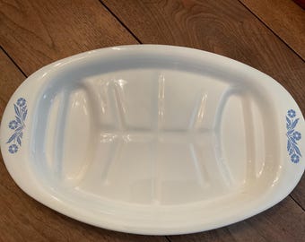 Bandeja para carne Corningware con diseño de aciano vintage, bandeja para carne Corningware con diseño de árbol de la vida, bandeja para carne Corningware blanca y azul