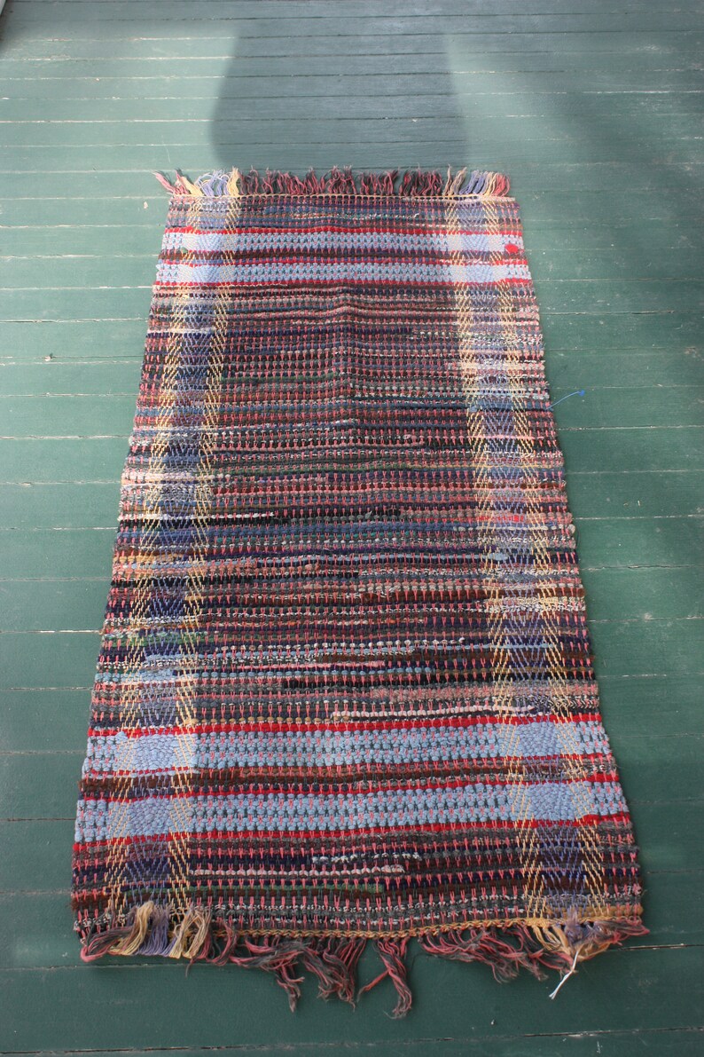 Vintage Woven Cotton Rag Rug Runner 56 X 23.5 Fringed and Etsy