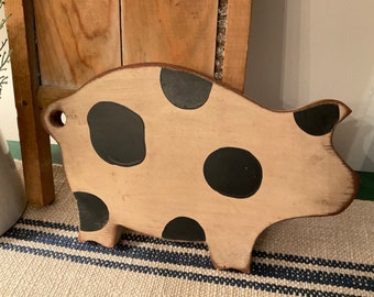 Vintage Spotted Pig Wall Decor, Painted Wood Pig, Farmhouse Spotted  Pig Wall Art, Wood Cut Out Pig Art