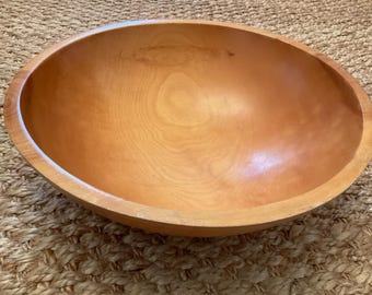 Mid Century Munising Maple Wood Bowl with 13.5 Inch Diameter