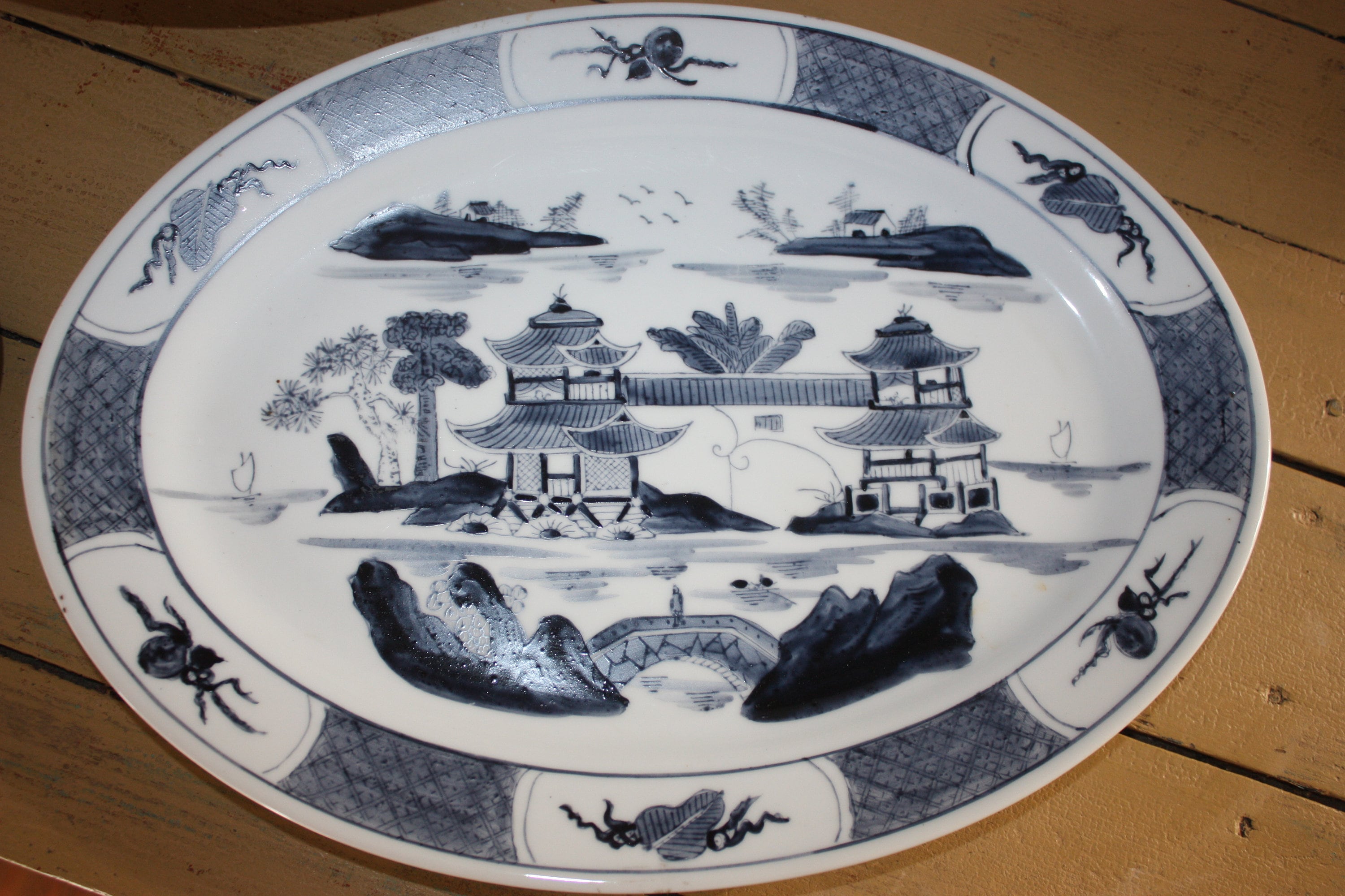 Vintage Japanese Blue Canton Porcelain Tureen, Platter, and Ladle Set ...