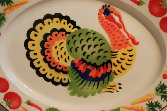 Enamel Turkey Platter Oval Enamelware Platter Thanksgiving Etsy