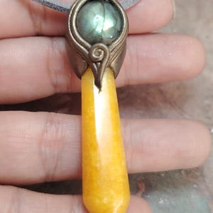 Love Live Sunshine. Golden Healer Quartz Pendant. Golden Yellow Labradorite Necklace Moonstone Jewelry image 4