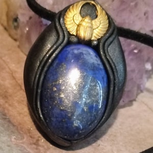 Ancient Egyptian Scarab Necklace. Lapis Lazuli Pendant. Egypt Symbol  Protection Talisman Jewelry