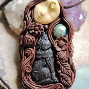 Freya and Wolf Necklace. Norse Pagan Goddess Statue Figurine Pendant. Freyja Viking Goddess Jewelry