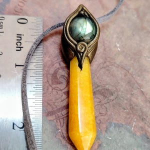Love Live Sunshine. Golden Healer Quartz Pendant. Golden Yellow Labradorite Necklace Moonstone Jewelry image 2