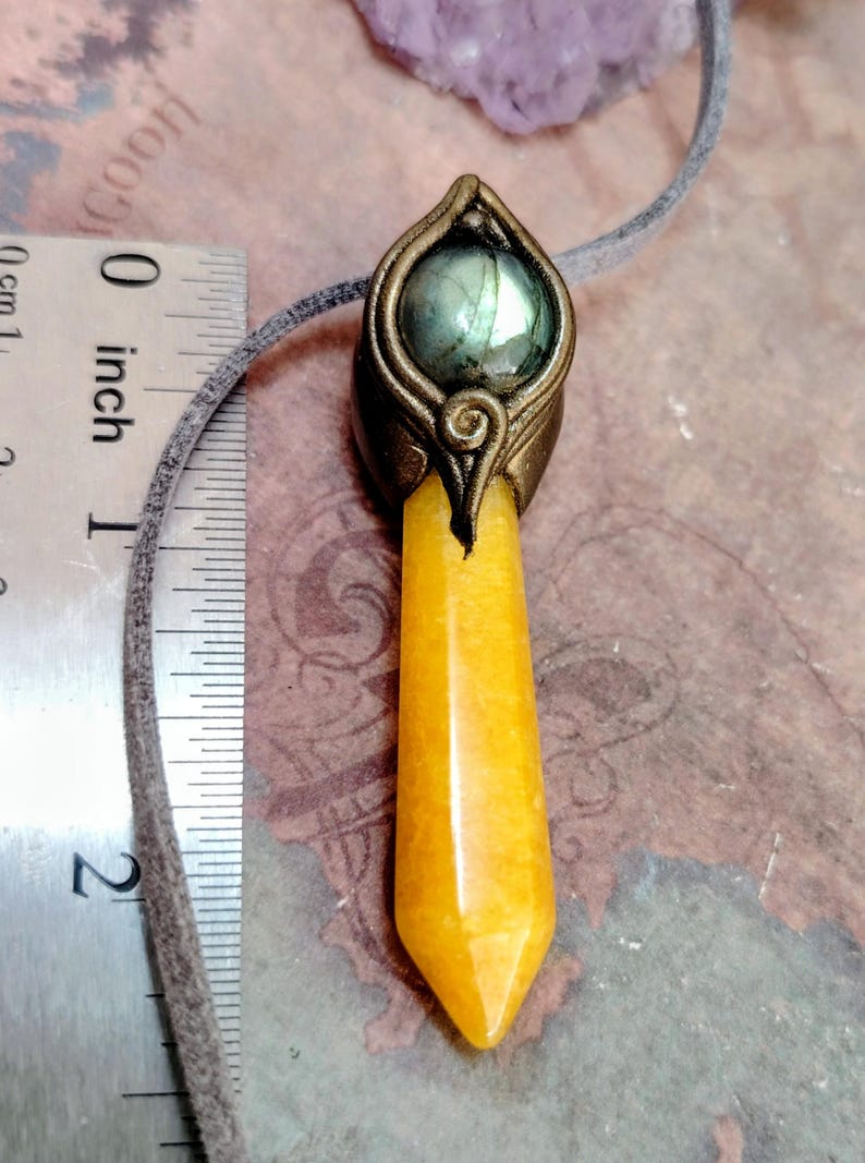 Love Live Sunshine. Golden Healer Quartz Pendant. Golden Yellow Labradorite Necklace Moonstone Jewelry image 2
