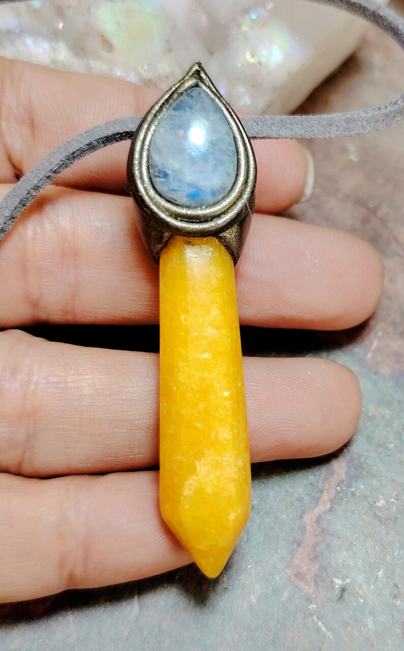 Love Live Sunshine. Golden Healer Quartz Pendant. Golden Yellow Labradorite Necklace Moonstone Jewelry image 8