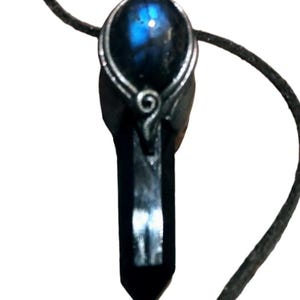 Archangel Michael Necklace.  Black Obsidian & Labradorite. Saint Michael Protection Stone Jewelry.