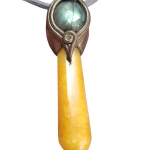 Love Live Sunshine. Golden Healer Quartz Pendant. Golden Yellow Labradorite Necklace Moonstone Jewelry w labradorite