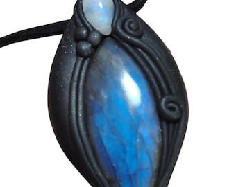 Lemurian Starseed Crystal Necklace. Moonstone Labradorite Quartz Jewelry. Mount Shasta, Activation Light Codes