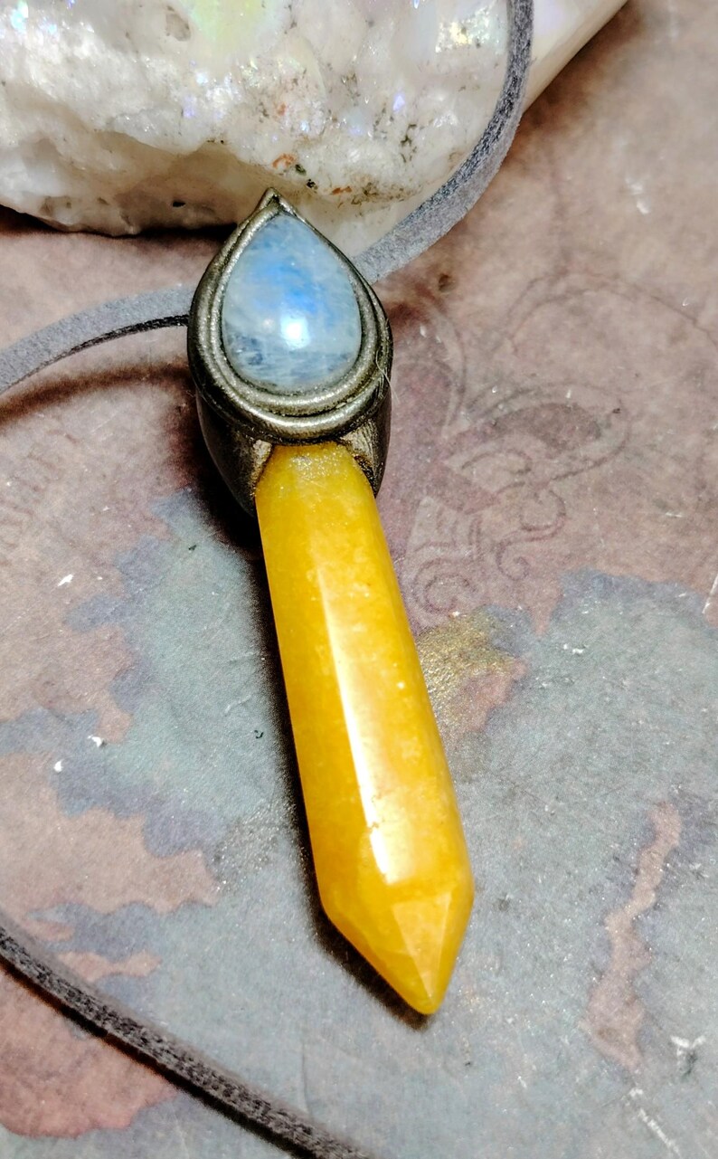 Love Live Sunshine. Golden Healer Quartz Pendant. Golden Yellow Labradorite Necklace Moonstone Jewelry image 7