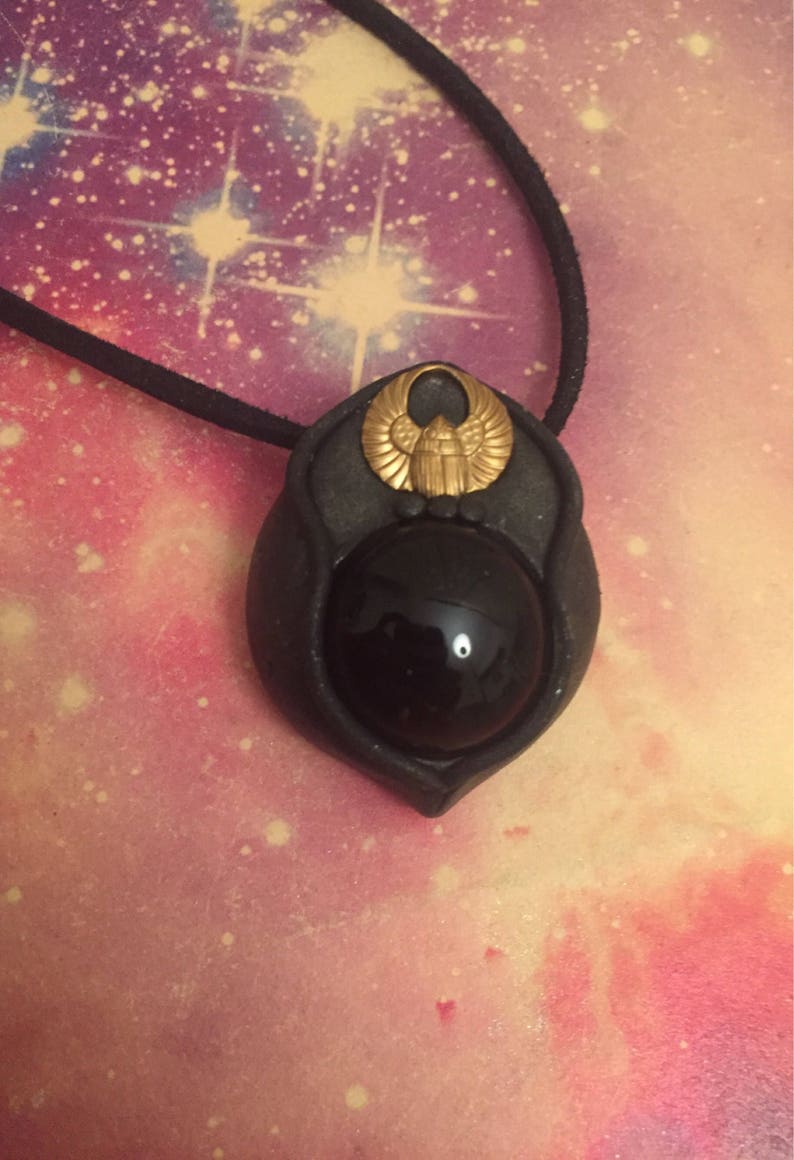 Gold Winged Scarab Pendant Scarab Jewelry Egyptian Jewelry Protection Necklace Egyptian Necklace w Obsidian Labradorite Scarab Necklace