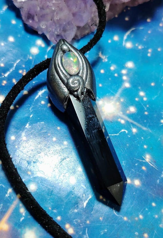 Pleiadian Necklace. Genuine Opal Obsidian Pendant. Pleiades Constellation Starseed Awakening Origins Jewelry.