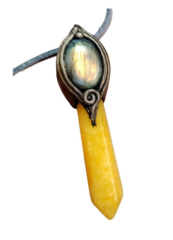 Love Live Sunshine. Golden Healer Quartz Pendant. Golden Yellow Labradorite Necklace Moonstone Jewelry