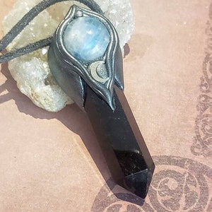 Book Of shadows Witch Necklace.  Protection Talisman Pendant.  Tourmaline Wicca Wiccan Jewelry