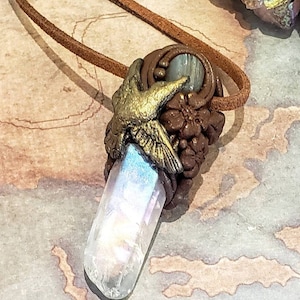 Heilige Kolibri Halskette. San Pietro Kaktus Krafttier. Engel-Aura-Kristall. Aguacoya,Huachuma-Schmuck