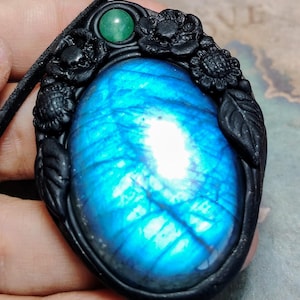Soul Retrieval Shaman Necklace.  Blue Labradorite Stone Pendant. Shamanic Healing Tools Jewelry