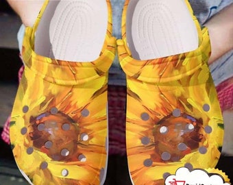 Sunflower Watercolor Clogs Shoes Gifts For Mothers Day