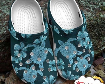 Sea Turtle With Flower Shoes Clogs For Mothers Day