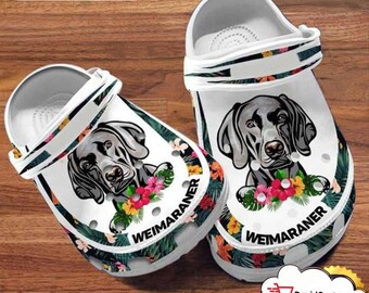 Customized Name Weimaraner Puppy Hibiscus Flowers Summer Mother's Day Gift For Weimaraner Lovers Clog Shoes