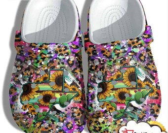 Hippie Sunflower Leopard Clog Shoes Clogs For Grandma Thanksgiving