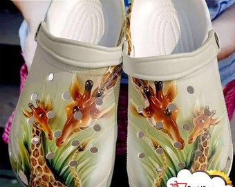 Giraffe Mother And Daughter clog valentines Day Gift Clog Shoes