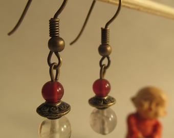 2240 - Earrings Carnelian and Crystal