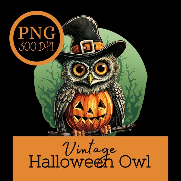 Owl PNG, Vintage Halloween, Owl Clipart, Halloween Clipart, Instant Download, Commercial Use, Halloween Clipart, Spooky Owl