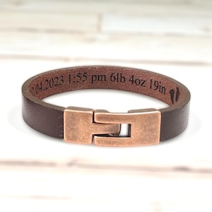 Hidden Message Personalized Men's Bracelet: Real Leather Custom Bracelet for Man, Birthday Anniversary Gifts for Husband and Boyfriend