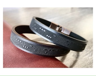 Pulsera personalizada para hombre, pulsera con código Morse, mensaje secreto, accesorios de joyería únicos, pulsera de cuero personalizada.