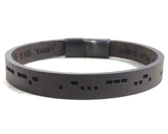 Bracelets For Men Morse Code Bracelet Minimalist Engraved Leather Bracelet Secret Message Friendship Bracelet Jewelry for Him Personalized