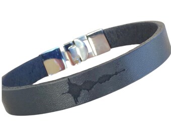 Pulsera de cuero y acero inoxidable, pulsera de ondas sonoras, pulsera personalizada, pulsera para hombre, envío gratis, pulseras para hombre, regalo para hombre, joyería