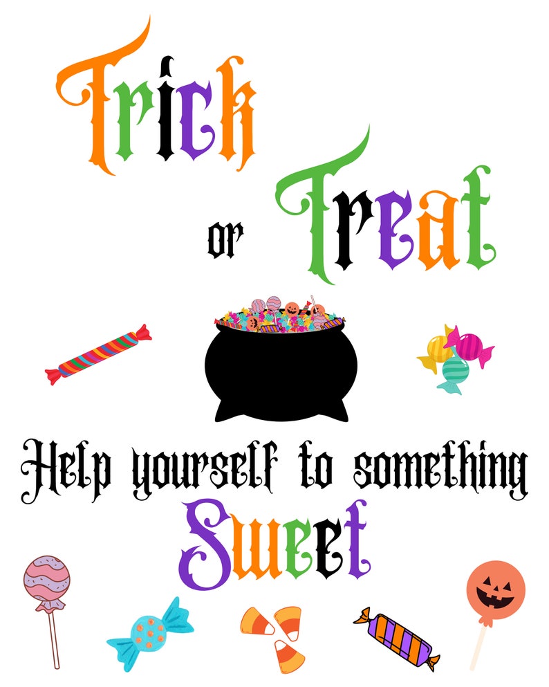 Trick or Treat Sign Help Yourself Halloween Printable Etsy