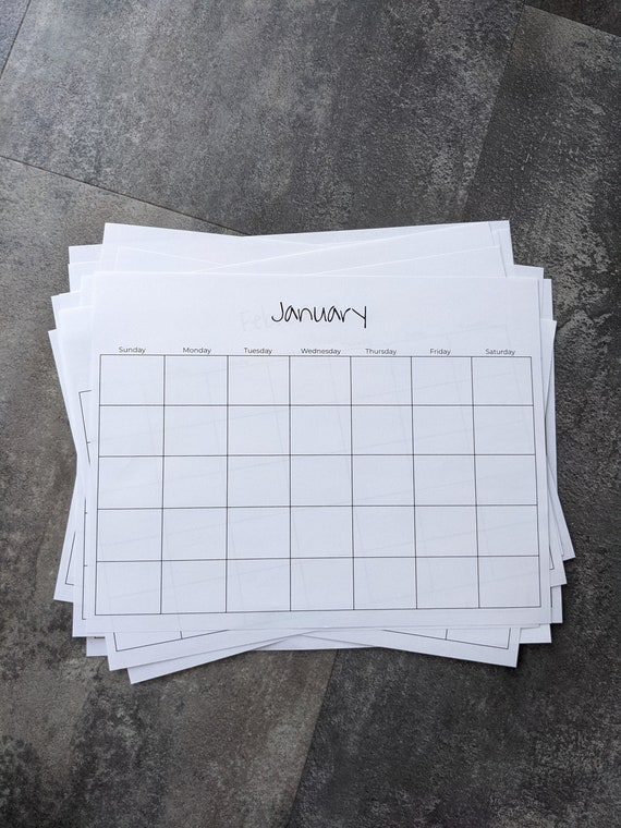 Blank Monthly Calendar PDF Printable | Etsy