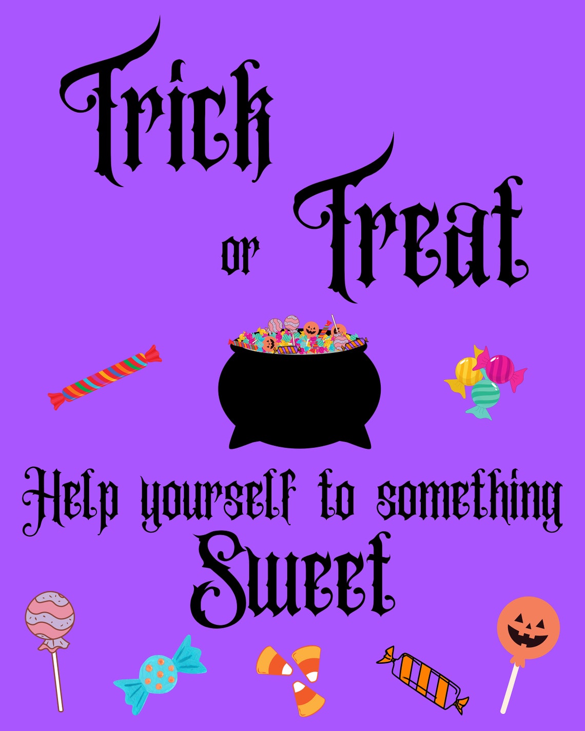 Trick or Treat Sign Help Yourself Halloween Printable Etsy