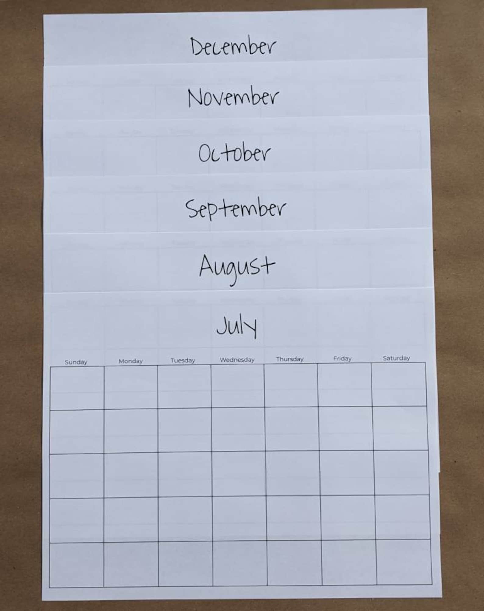 Blank Monthly Calendar - PDF Printable - Etsy