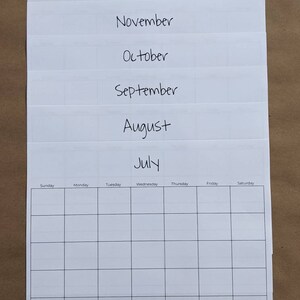 Blank Monthly Calendar - PDF Printable - Etsy